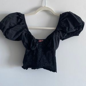 Bubble sleeves ribbed top